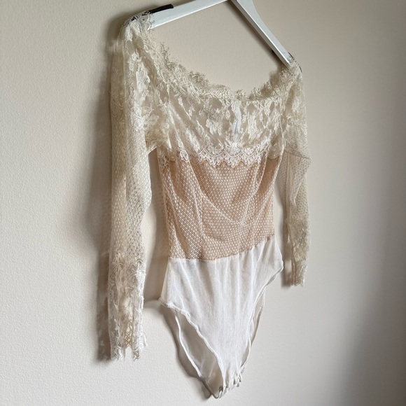 Vintage Jiki Monte-Carlo Creations Women's Bridal Lace Silk Wool Bodysuit S - Picture 6 of 14